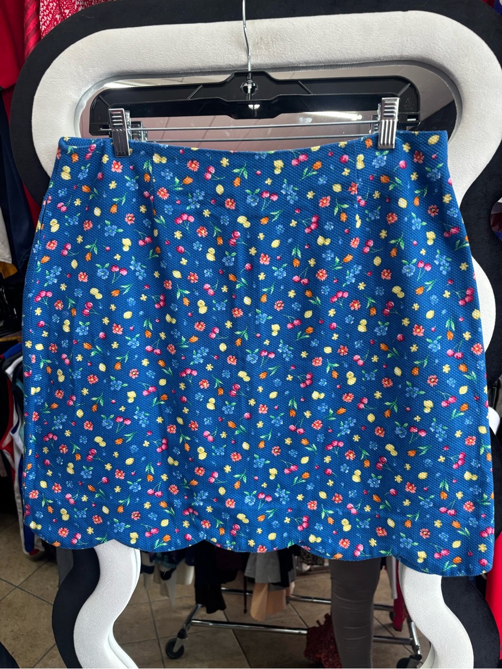 Talbots Navy Blue Floral Mini Skirt